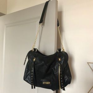 Steve Madden Black Leather Small Duffle Purse